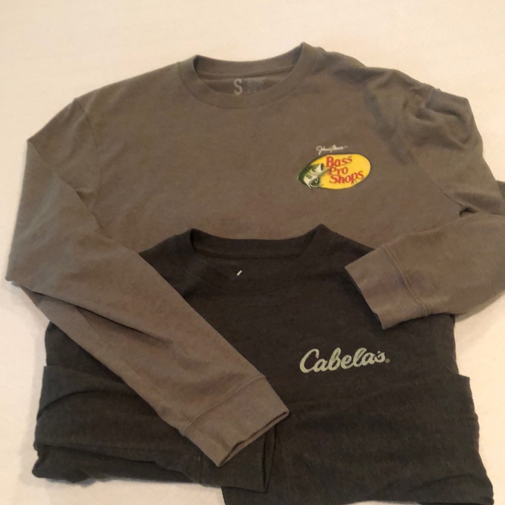 Bass Pro Shops men Long Sleeve Tees Bundle - Tan and Dark Gray